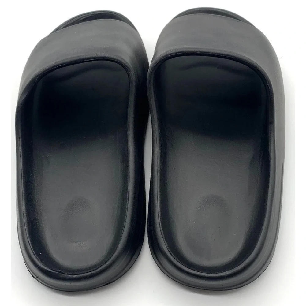 Beach Platform Slide Sandals Unisex Slippers‎ Comfort Black Foam Rubber Sz 42-43